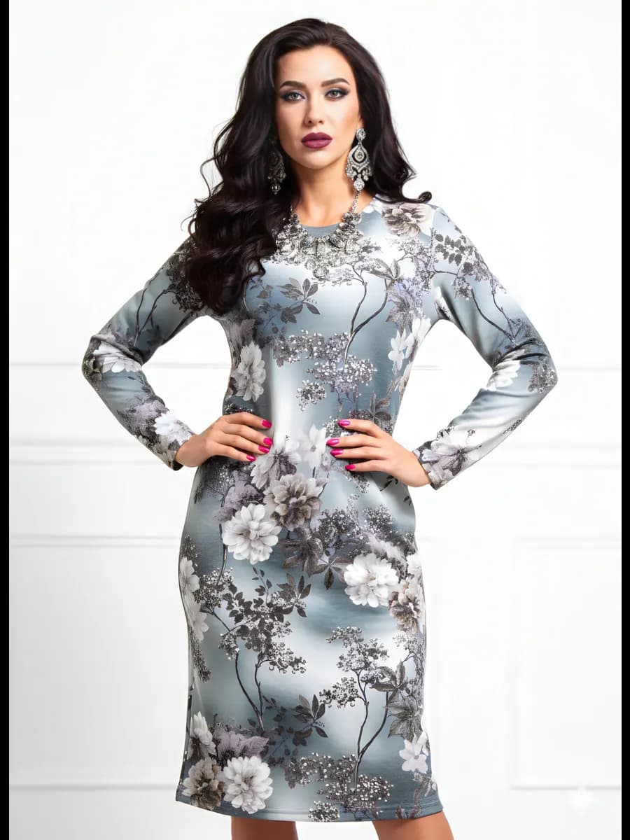 Платье вечернее трикотажное в офис и на праздник