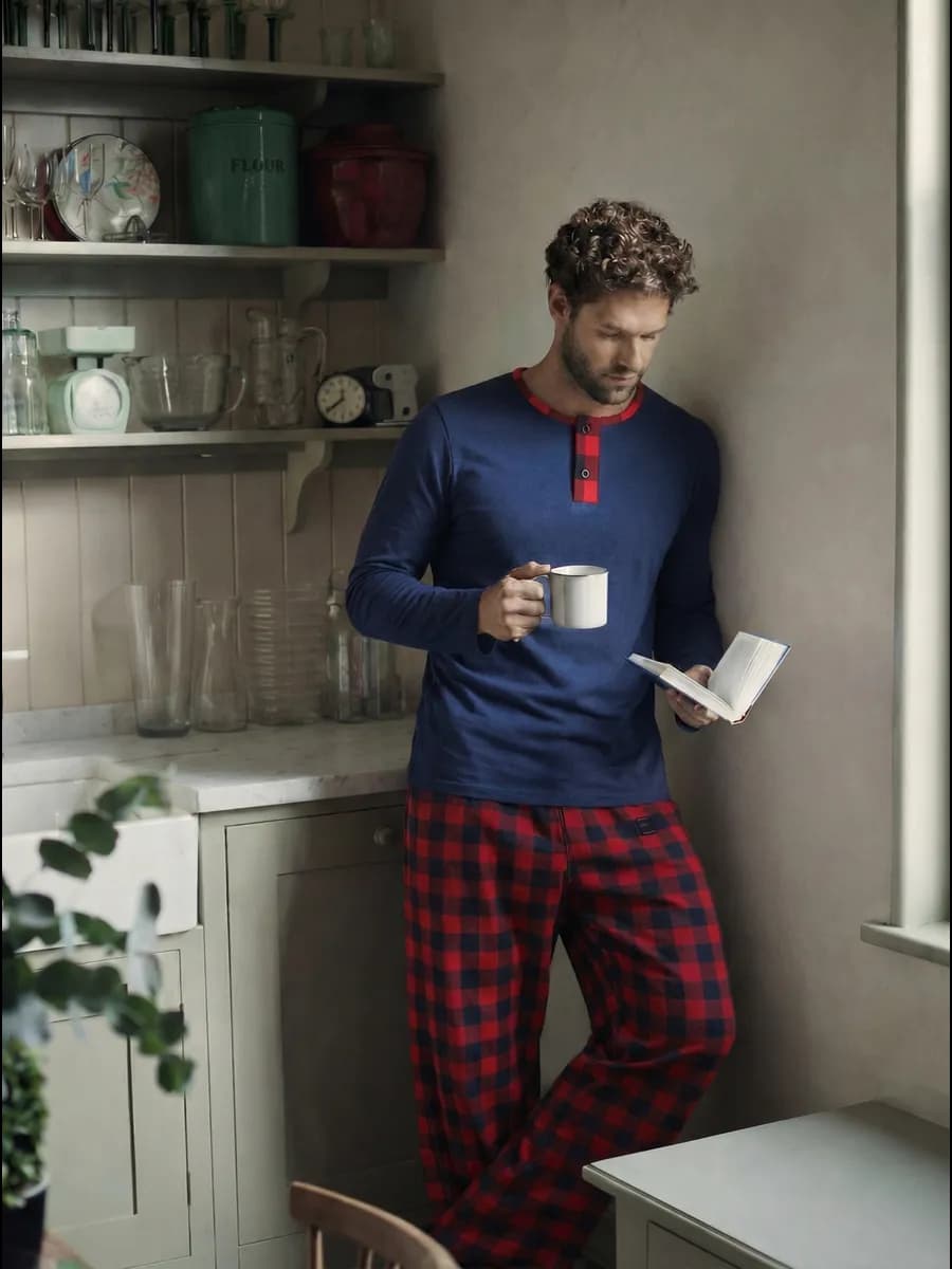 Теплая пижама со штанами с длинным рукавом