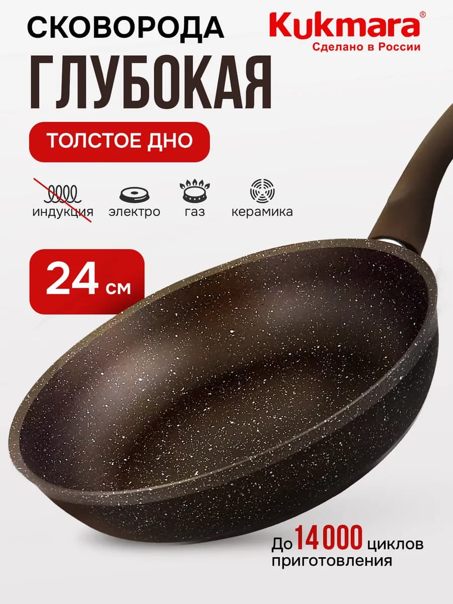 Сковорода антипригарная глубокая 24 см