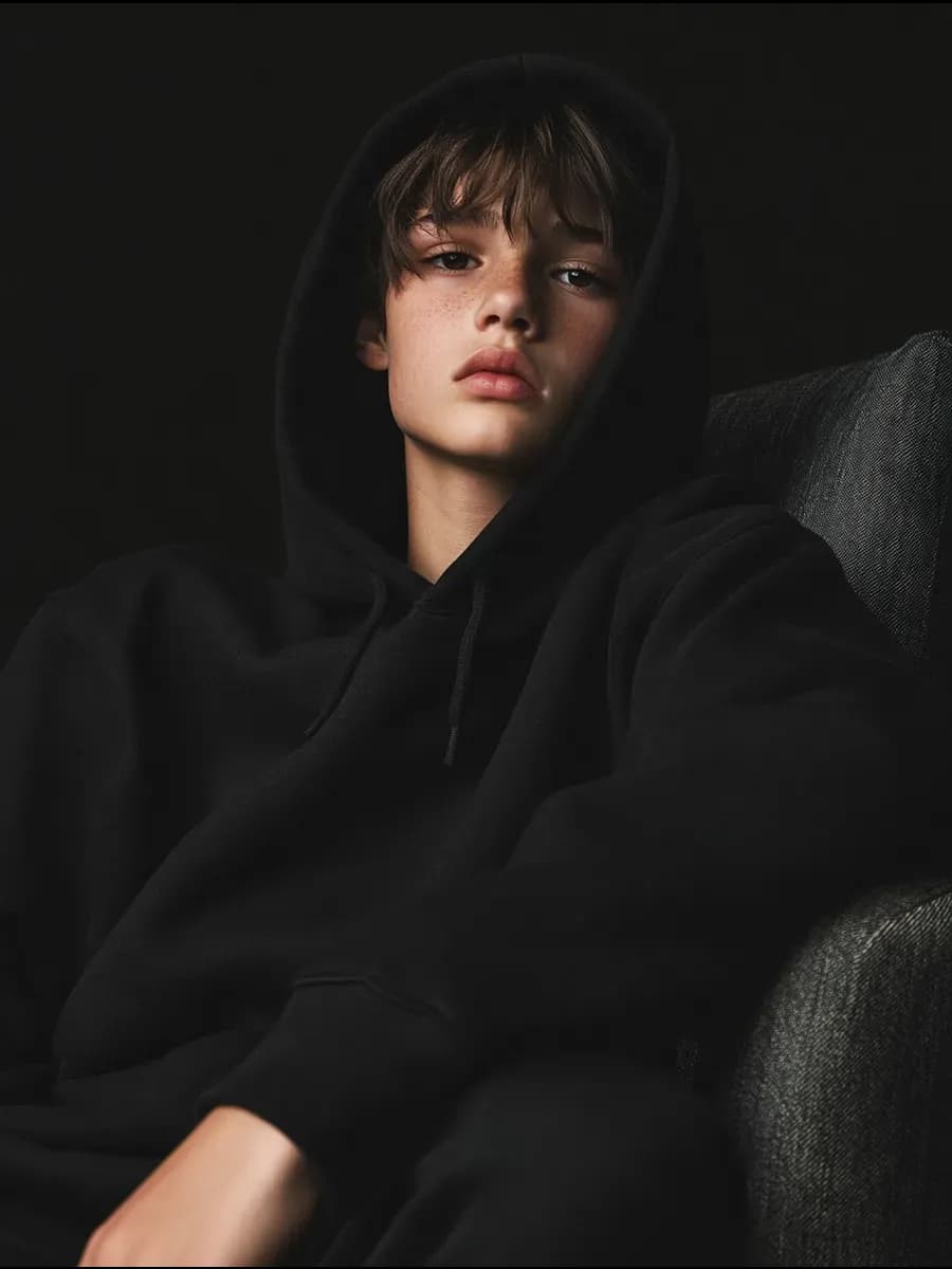 Оверсайз худи для подростка с начесом с капюшоном - фото 1