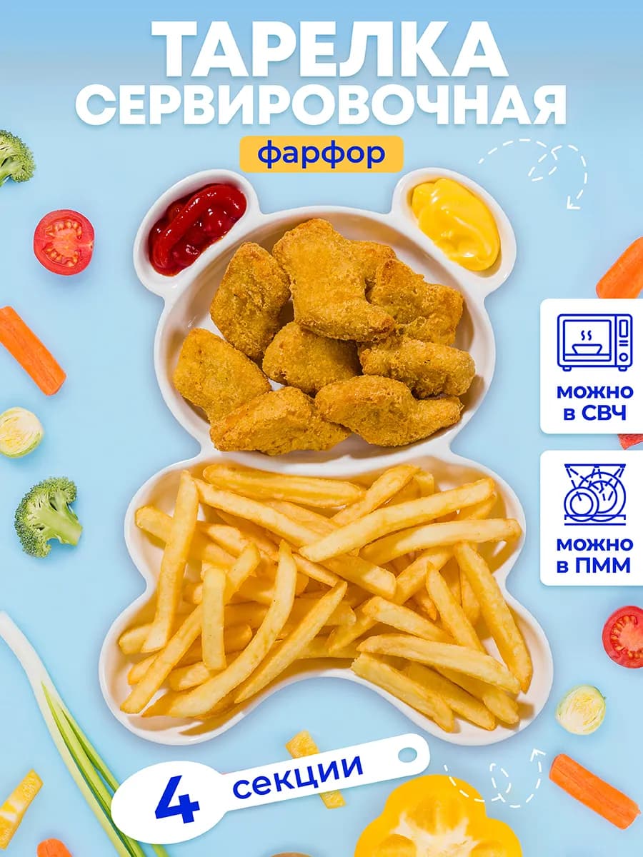 Тарелка сервировочная "Медвежонок" 200, 150 мл и 2 по 15 мл - фото 1