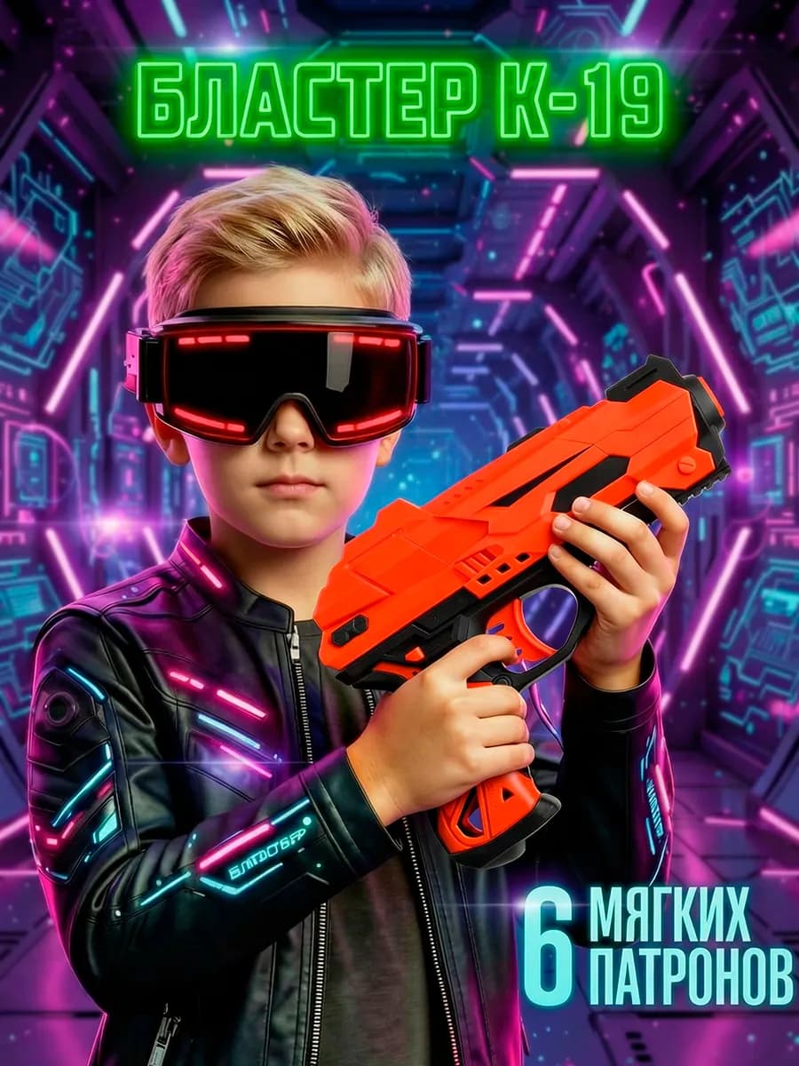 Игрушечное оружие пистолет бластер с мягкими пулями