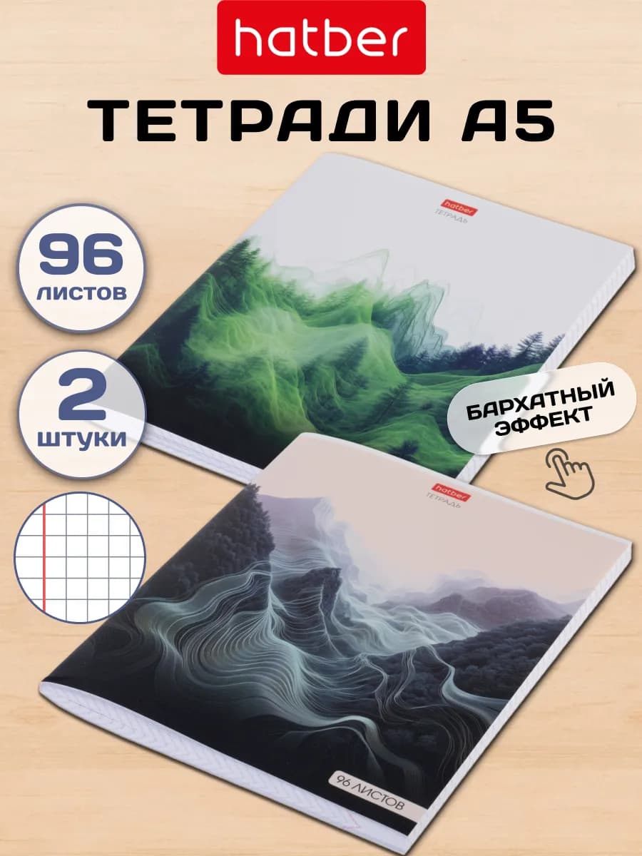 Тетрадь 96 листов в клетку А5 формат 2 штуки