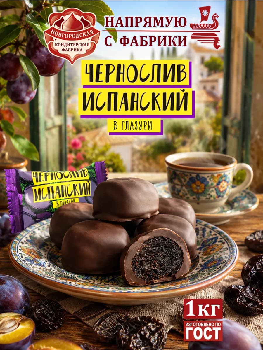 Конфеты Чернослив Испанский в шоколадной глазури 1 кг