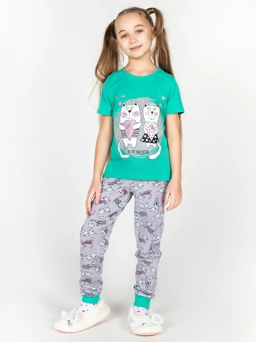 Костюм домашний подростковый с брюками комплект двойка - фото 1