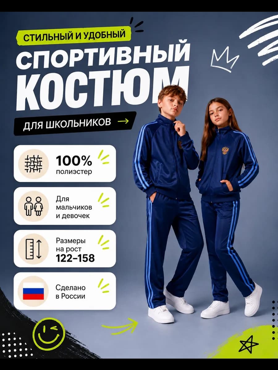 Спортивный костюм для мальчика в школу и тренировки