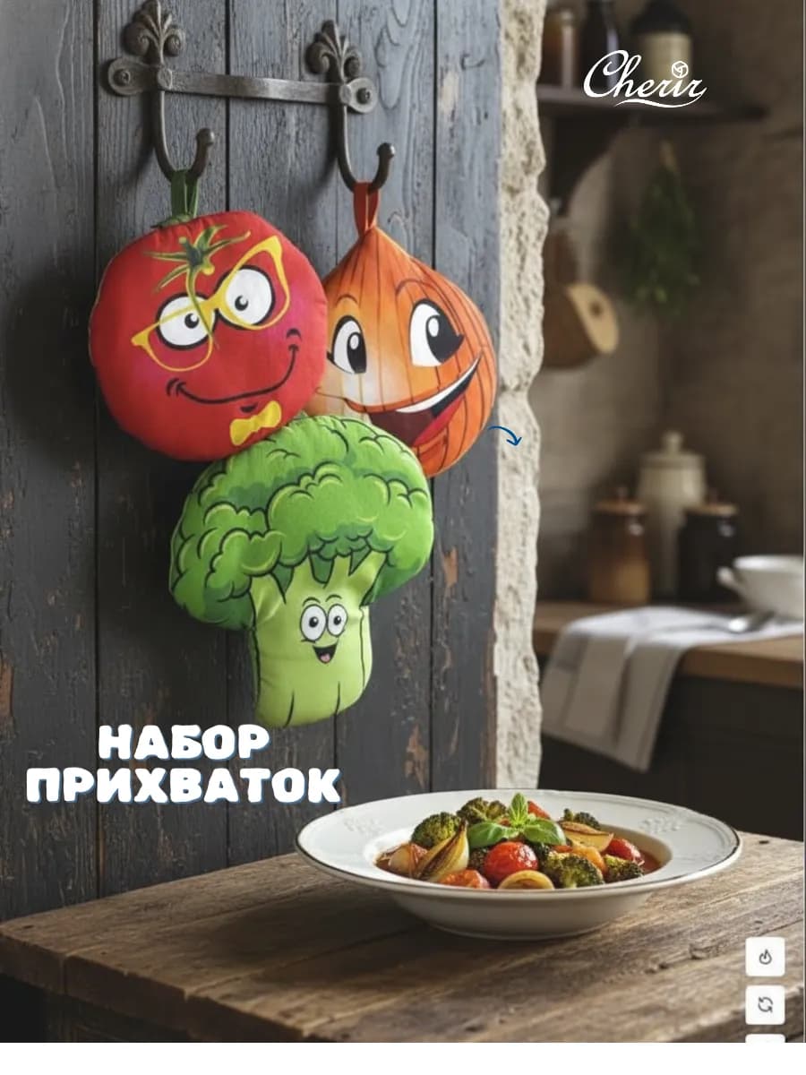Набор прихваток "ВЕСЕЛЫЕ ОВОЩИ"