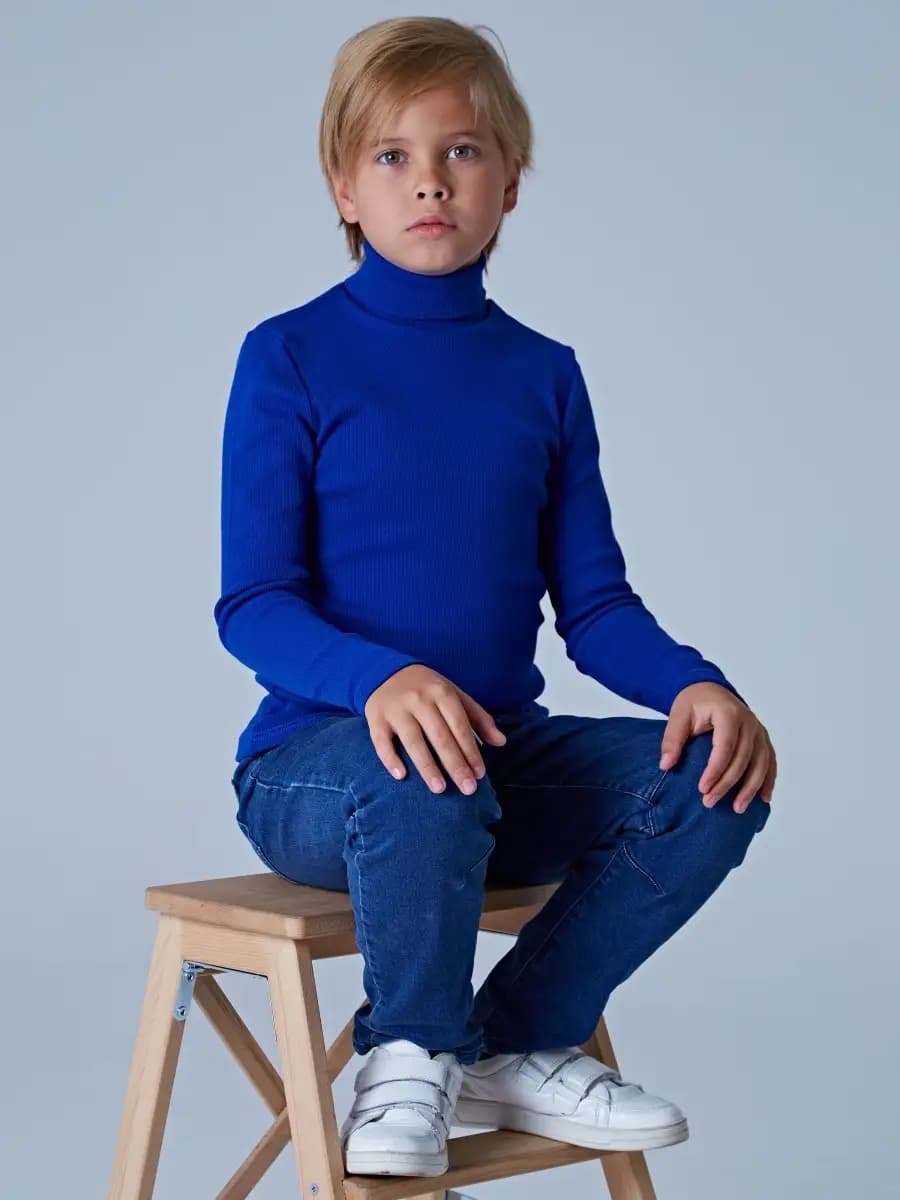 Водолазка детская школьная для мальчика в рубчик хлопок