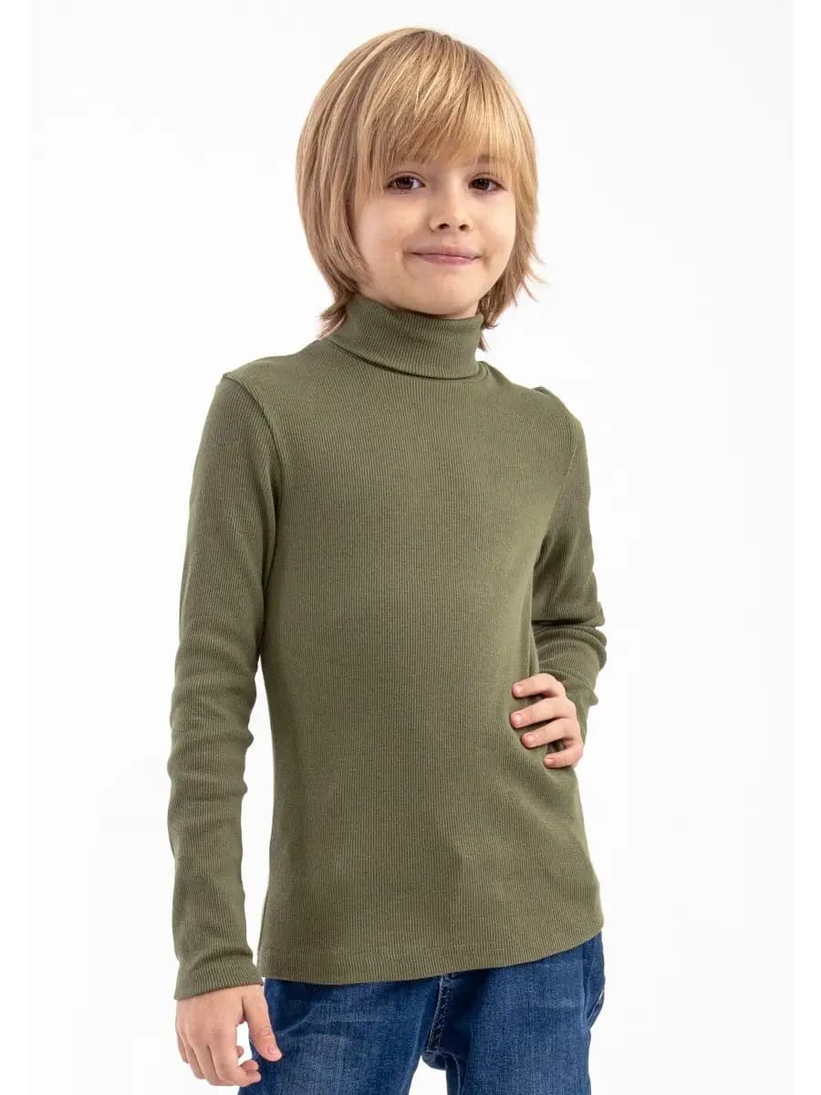 Водолазка детская школьная для мальчика в рубчик хлопок