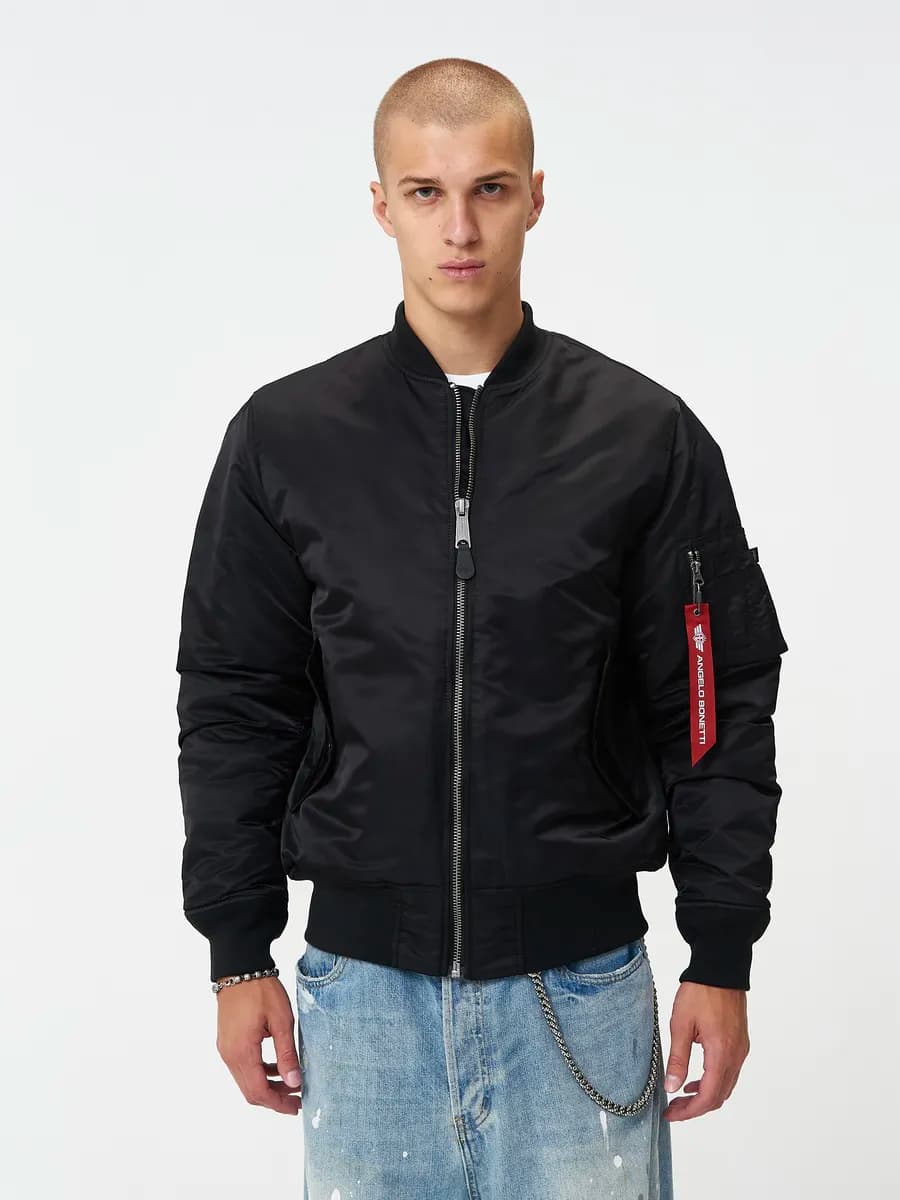 Бомбер утепленный из нейлона MA-1 Aeronautica BLACK - фото 1