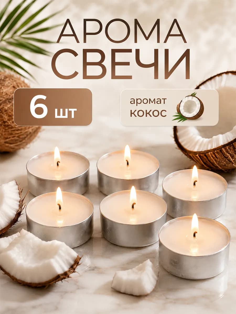 Набор чайных ароматических свечей Кокос