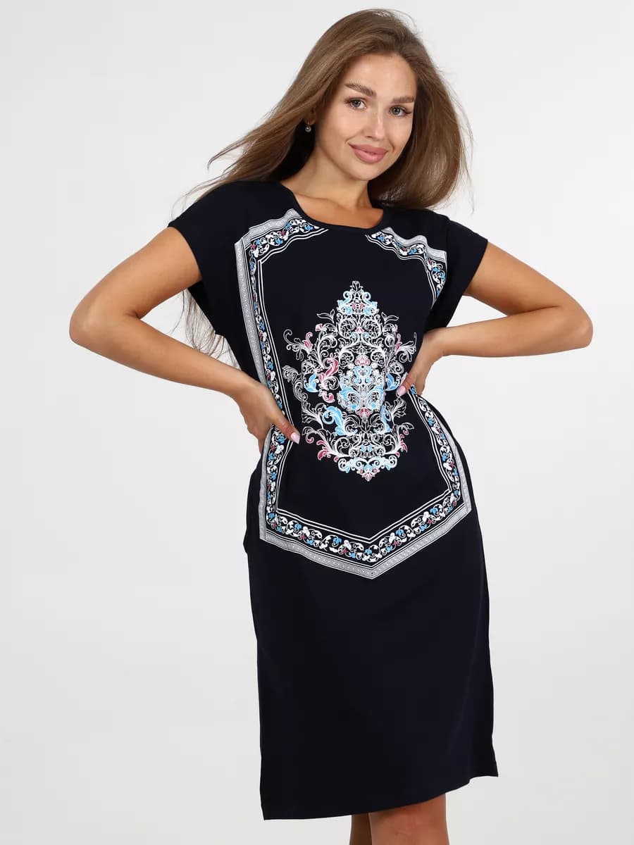 Туника домашняя с карманами и принтом ковер