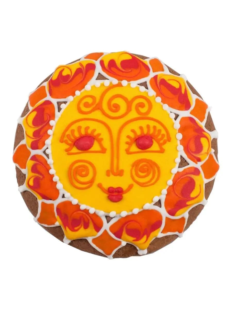 Пряник имбирный "Солнце", пряник расписной, без начинки - фото 1