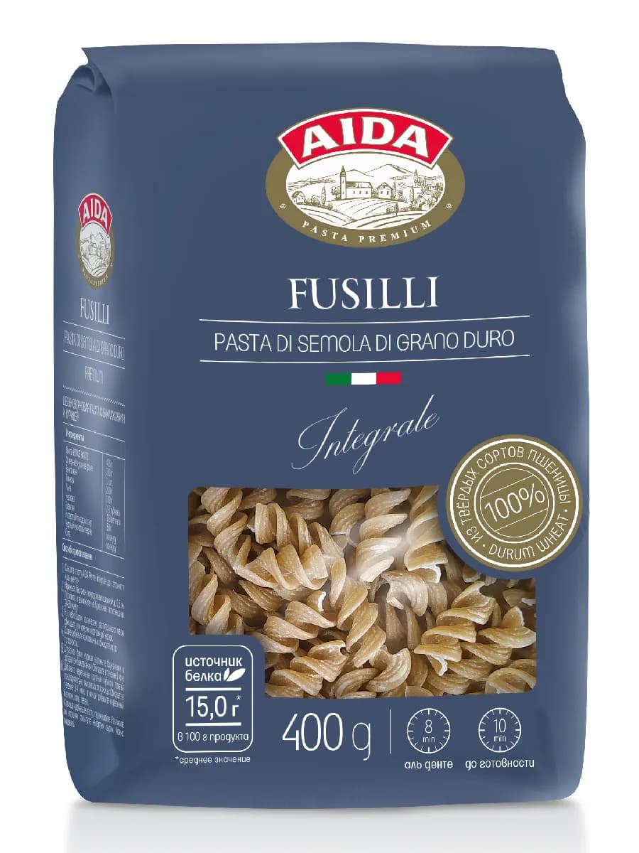 Макаронные изделия цельнозерновые Fusilli Спирали 400г