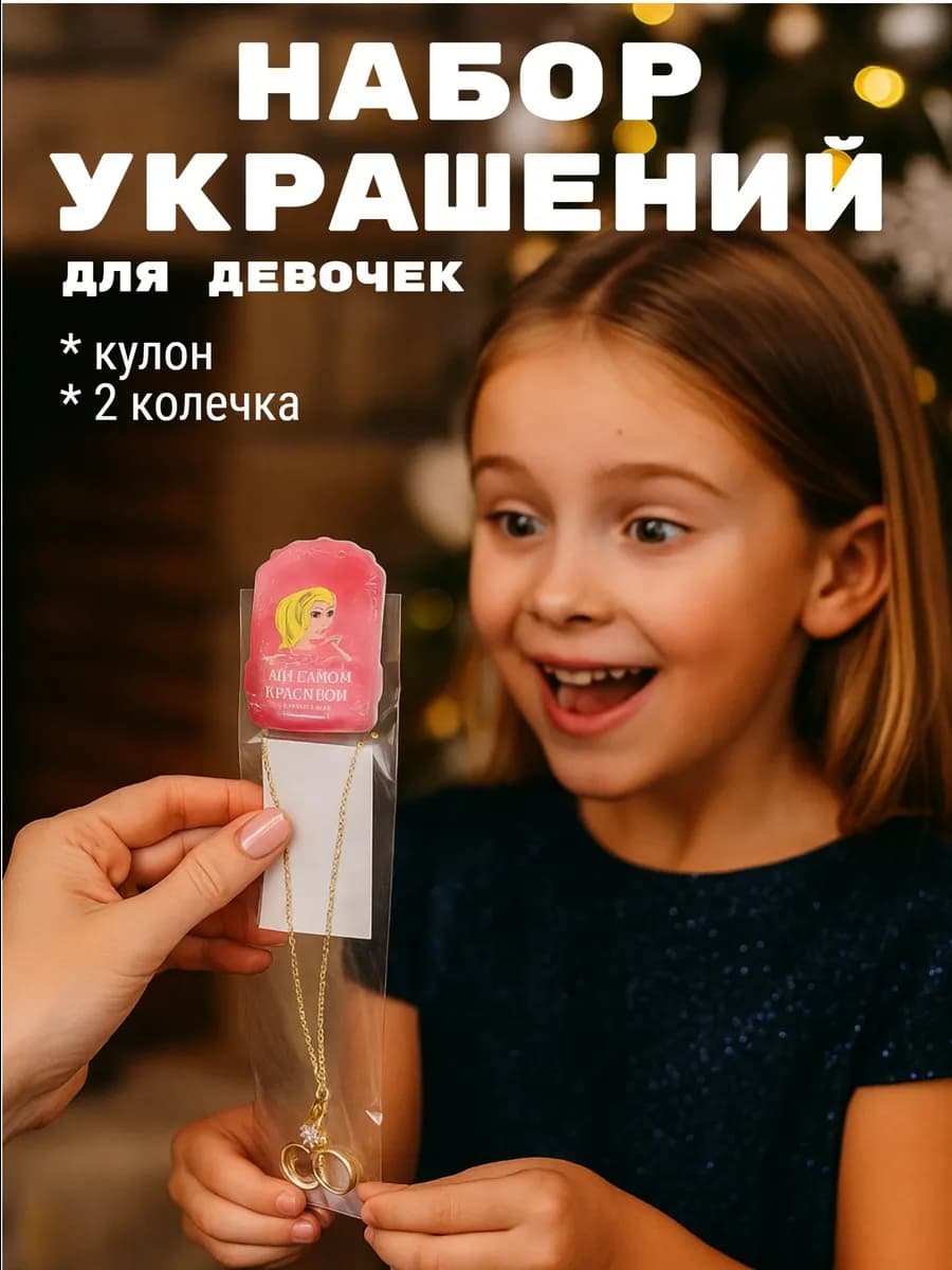 Набор детский из кулона и колец