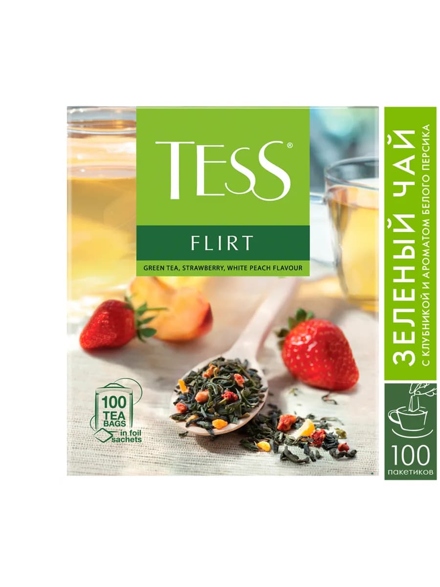 Чай зеленый Flirt, в пакетиках, 100 шт