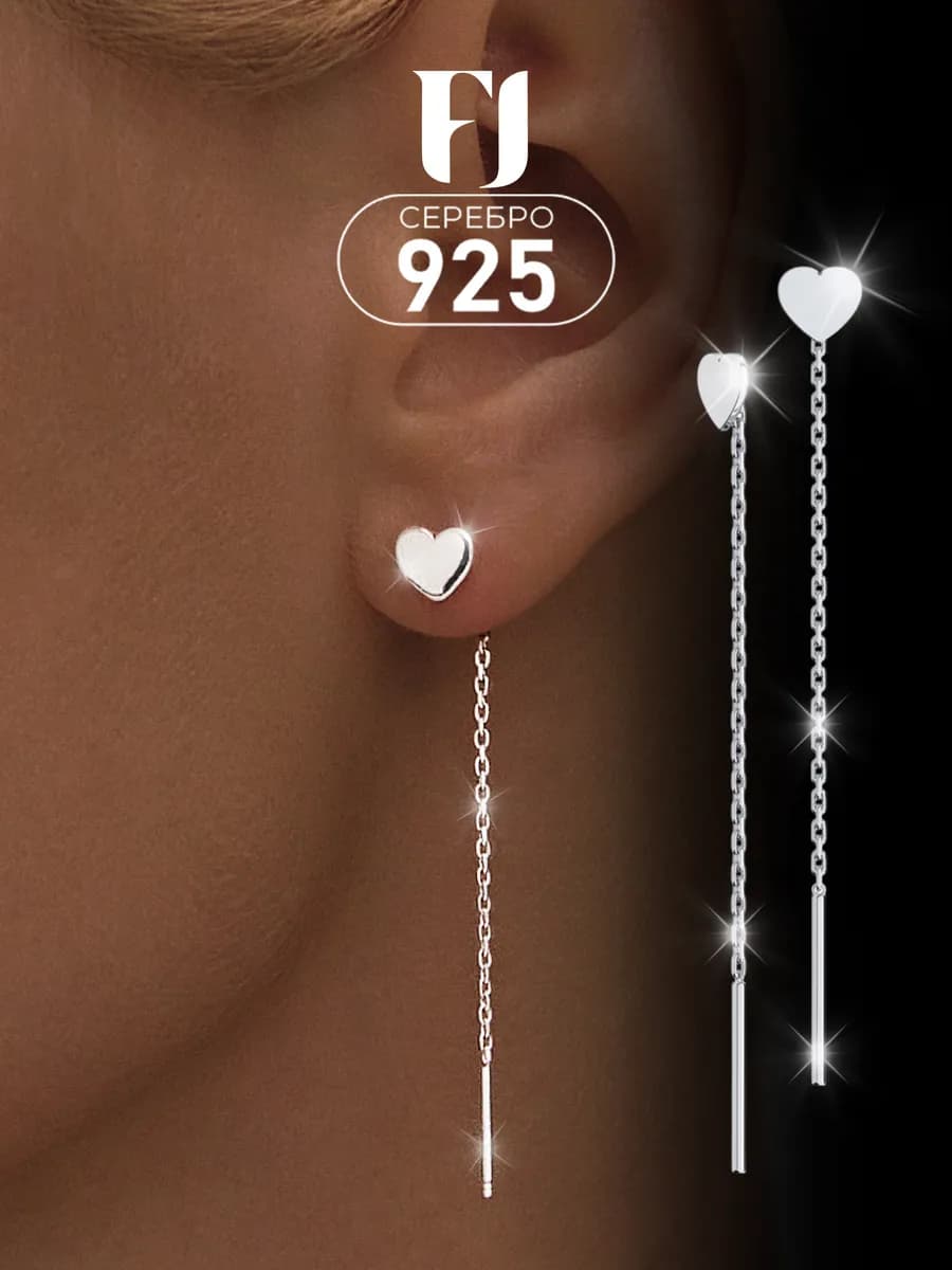 Серьги серебро 925 продевки