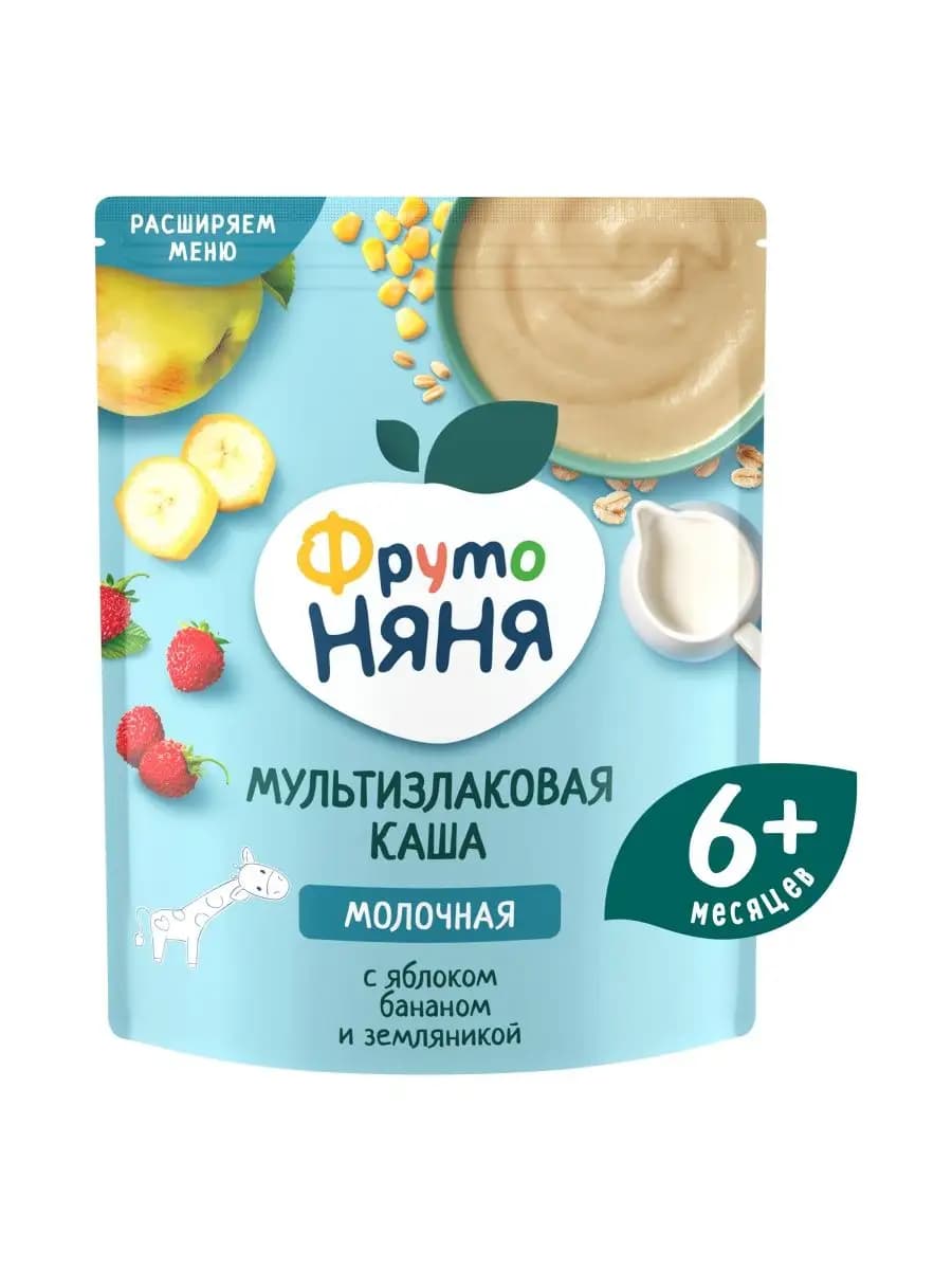 Каша мультизлаковая яблоко, банан, земляника, 200г
