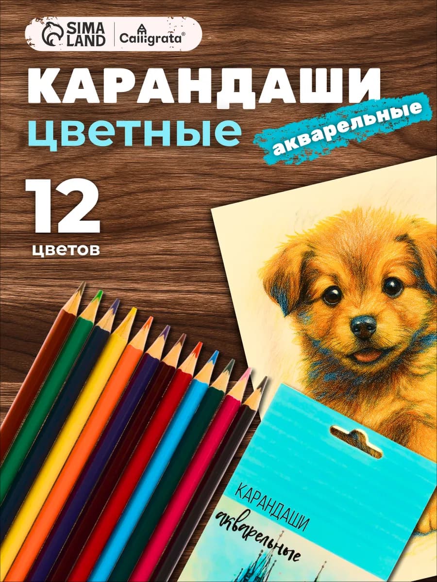 Карандаши цветные акварельные 12 цветов
