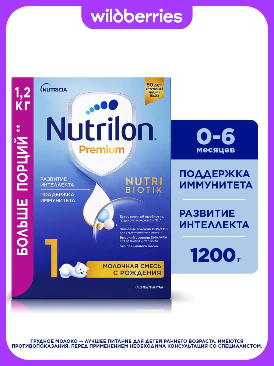 Молочная смесь Premium 1 с рождения, 1200г