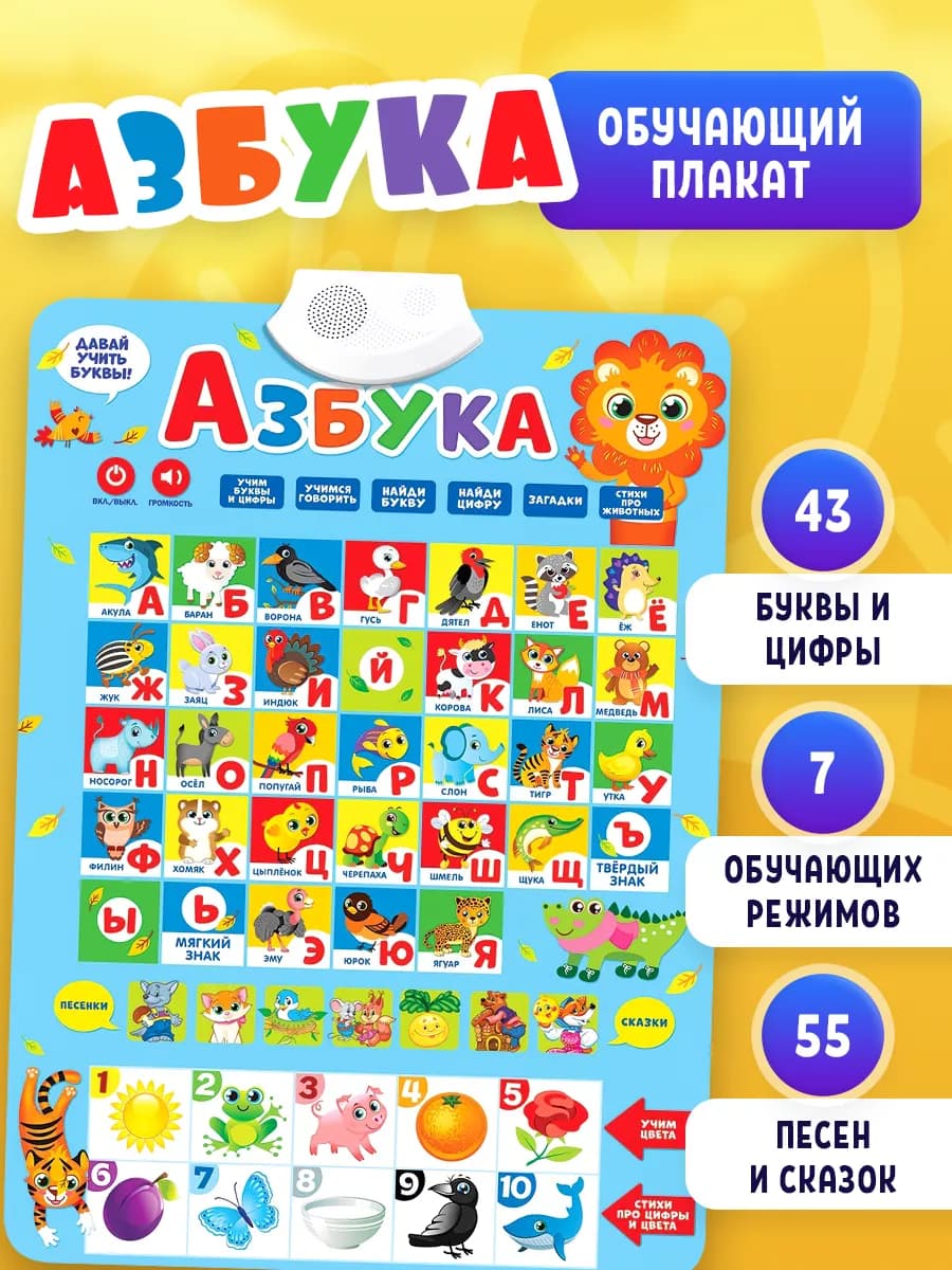 Развивающий обучающий плакат Алфавит азбука