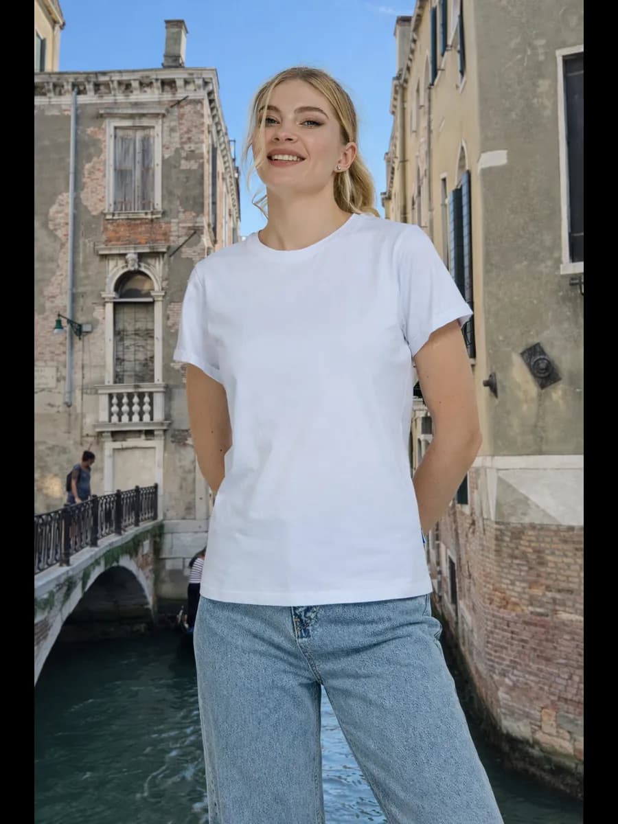 Футболка женская базовая белая хлопок
