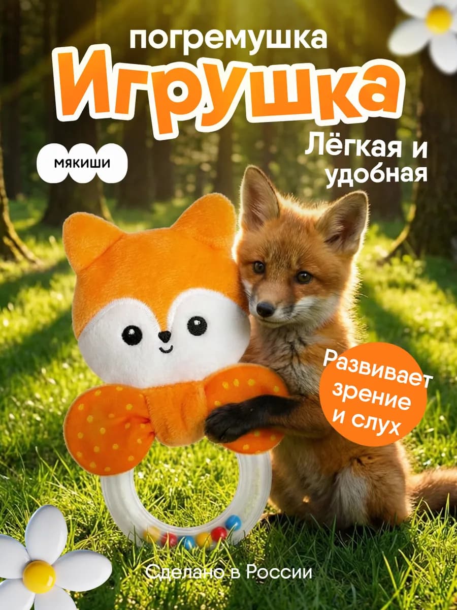 Мягкая игрушка-погремушка грызунок для новорожденных малышей