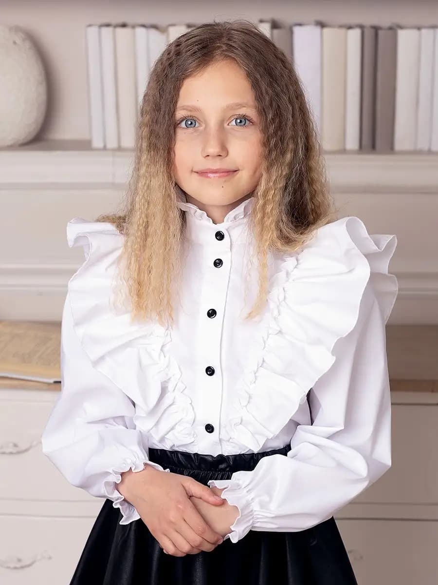 Блузка нарядная школьная c длинным рукавом для подростков