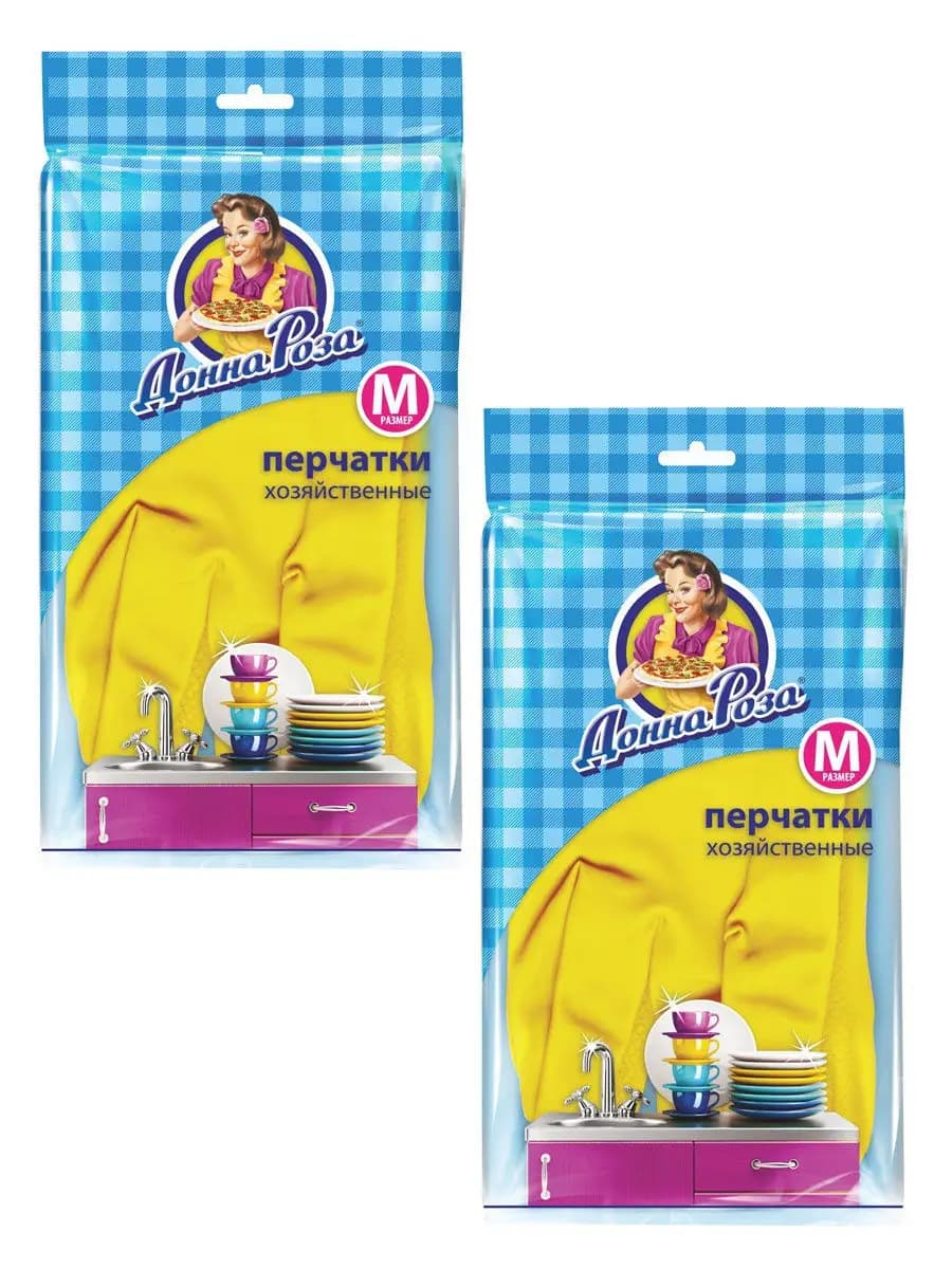 Дона Роза перчатки хозяйственные (M) из латекса с хлопковым… - фото 1