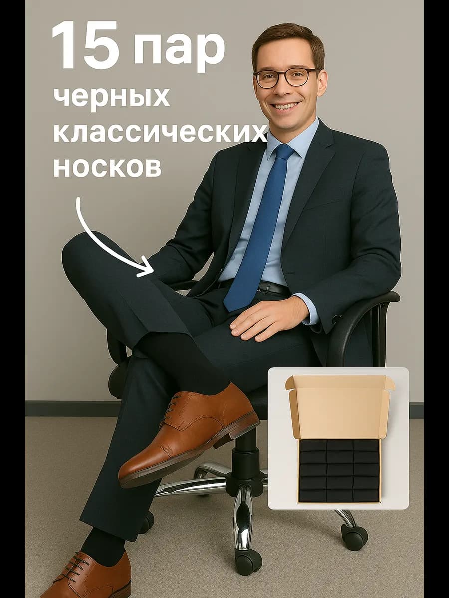 Носки набор высокие в коробке 15 пар