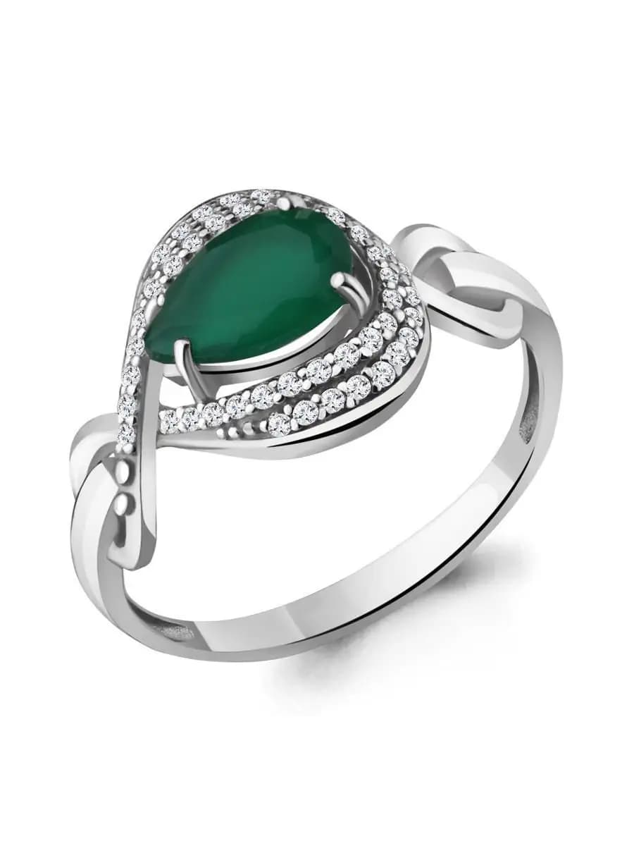 Кольцо из серебра 925 с натуральным агатом - фото 1