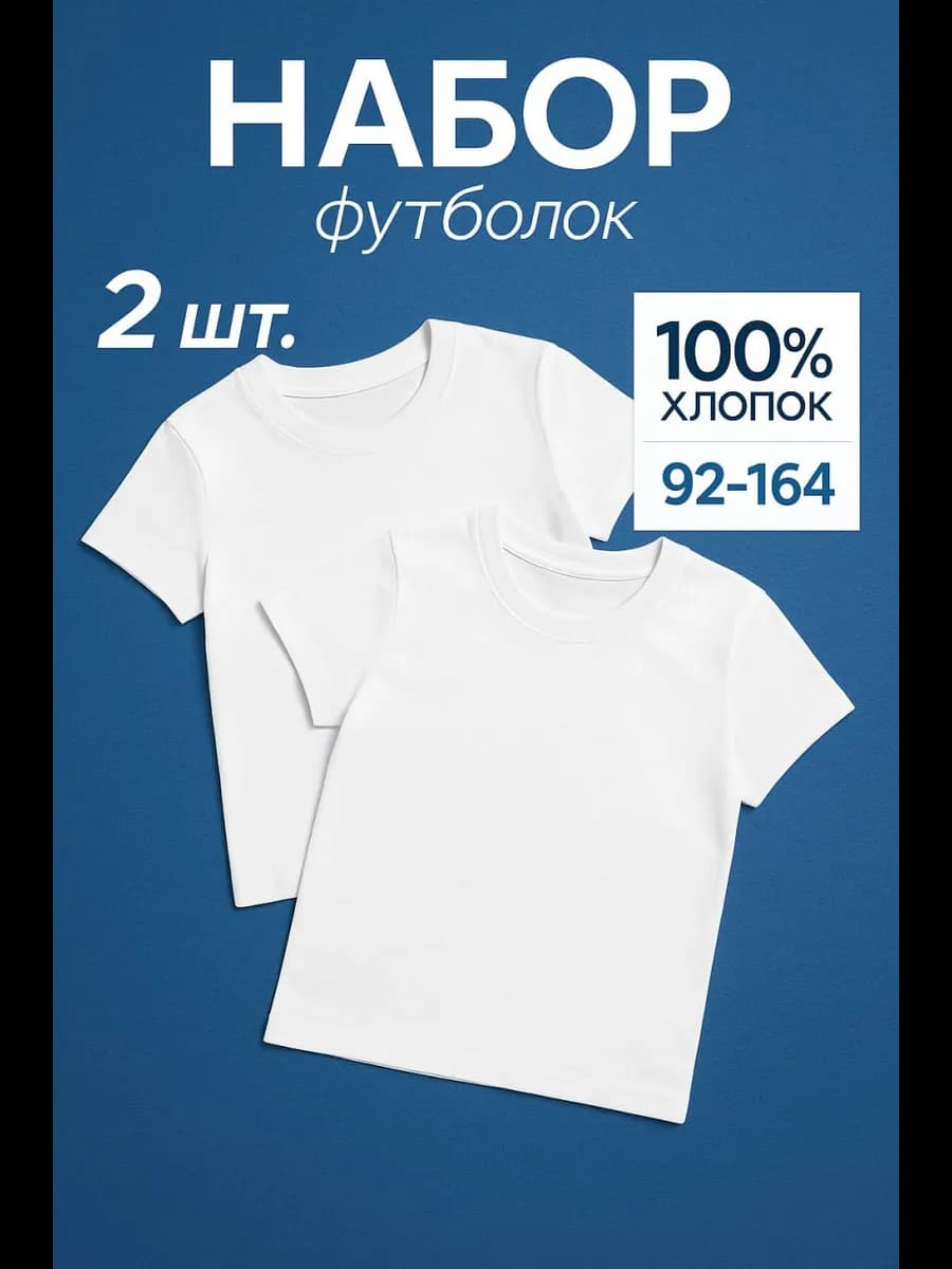 Футболка для мальчика для девочки белая набор