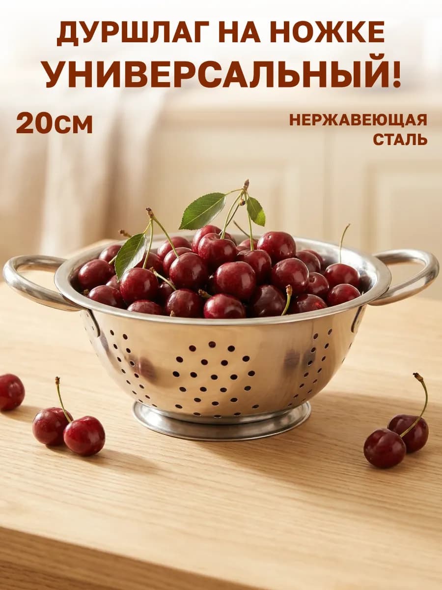 Дуршлаг металлический с ручкой 20см