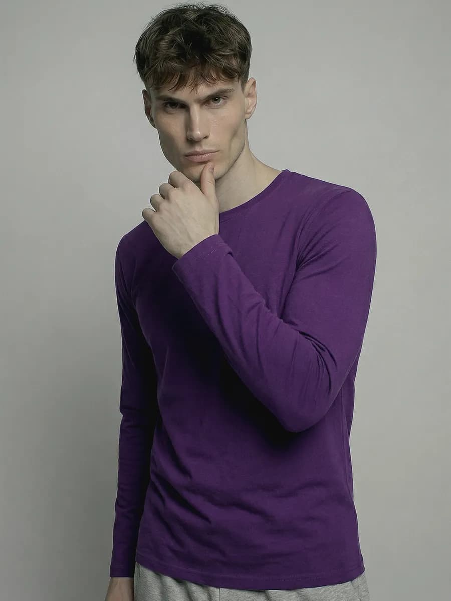 Лонгслив фиолетовый футболка с длинным рукавом хлопок