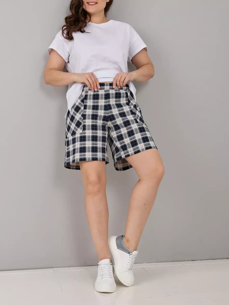 Шорты домашние трикотажные хлопок в клетку