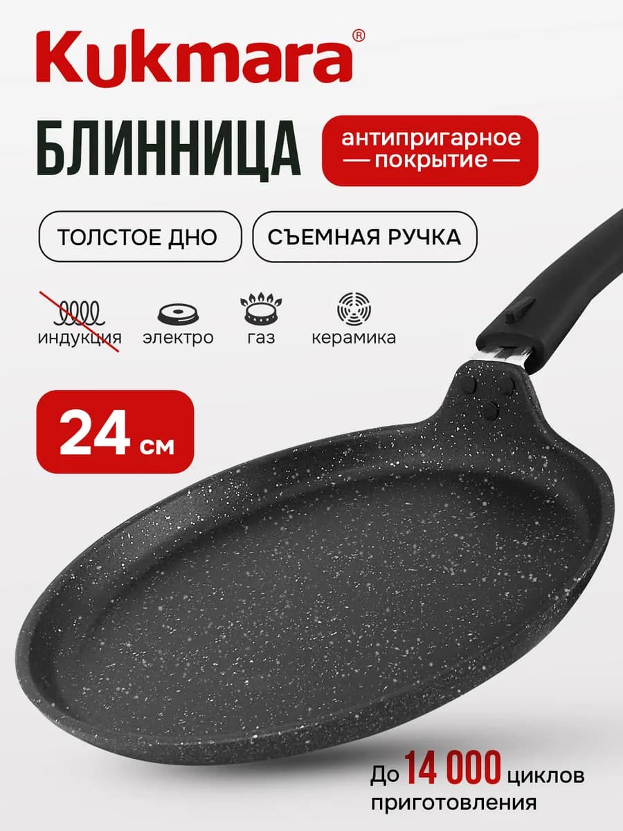 Сковорода блинная 24 см антипригарная съемная ручка