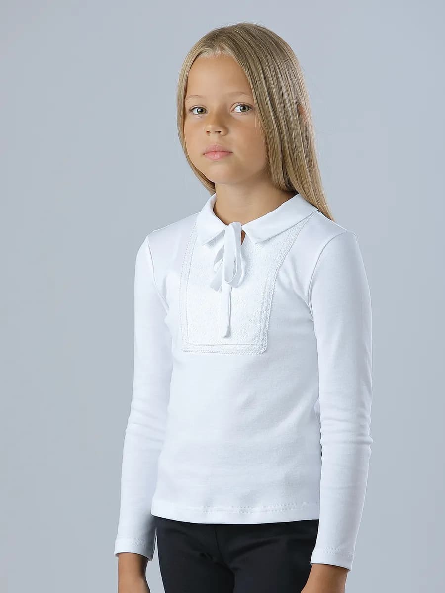 Блузка нарядная трикотажная на завязках с бантом