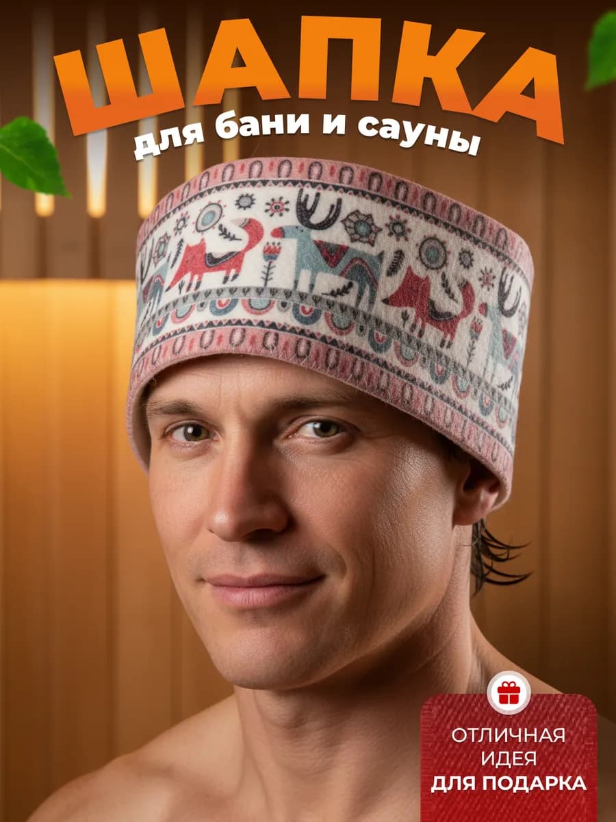 Шапка для бани и сауны банная подарок Тюбетейка