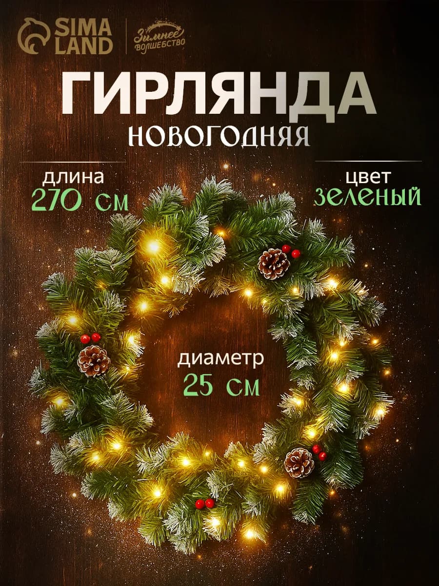 Новогодняя хвойная гирлянда для декора дома
