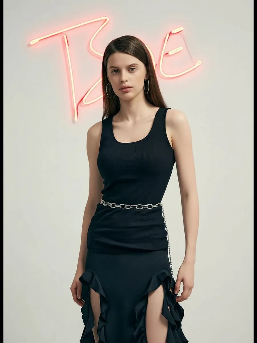 Базовая спортивная бельевая майка на широких бретелях - фото 1