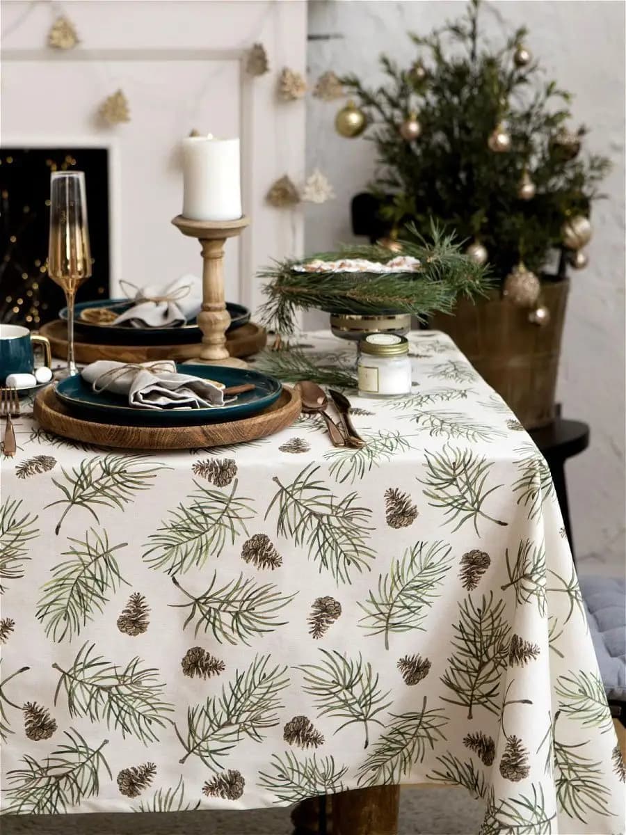 Прямоугольная скатерть 149*220 см для стола новогодняя