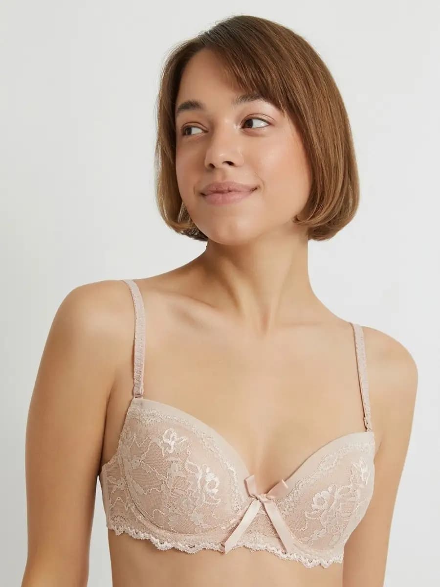 Кружевной бюстгальтер без пушап съемные бретели