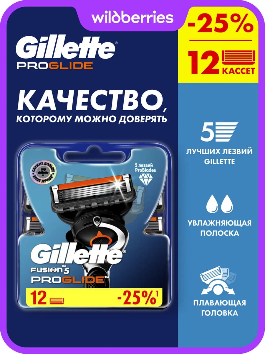 Кассеты для бритья сменные лезвия Fusion 5 ProGlide 12