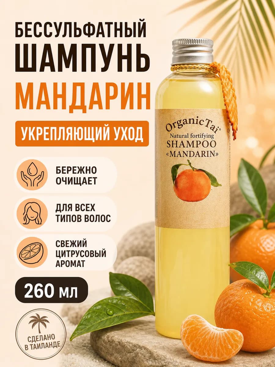 Натуральный укрепляющий шампунь Мандарин