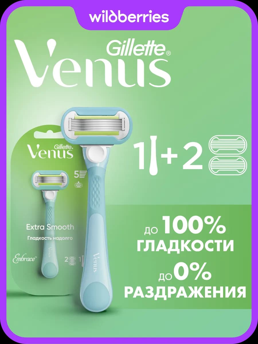 Бритва женская станок для бритья c 2 кассетами Extra Smooth
