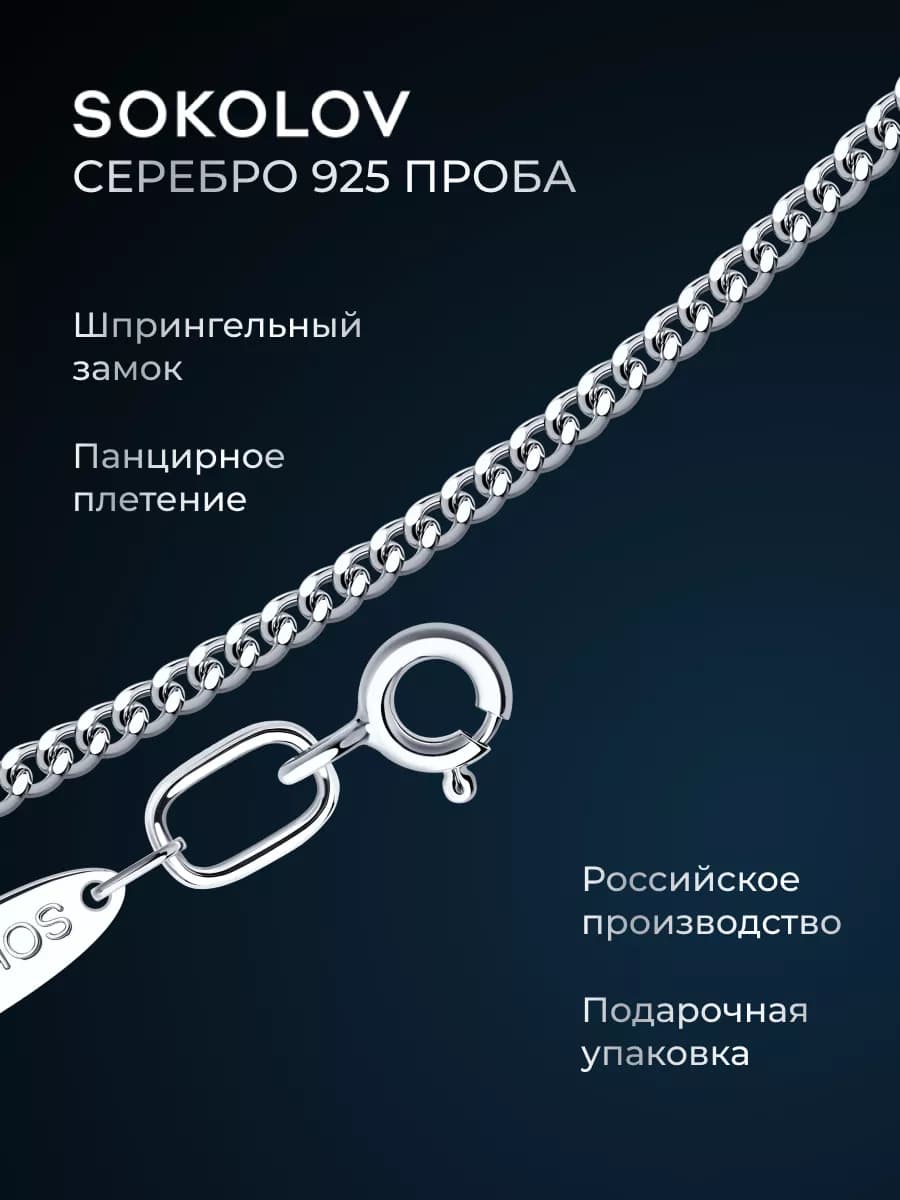 Цепочка серебряная 925 пробы плетение панцирное