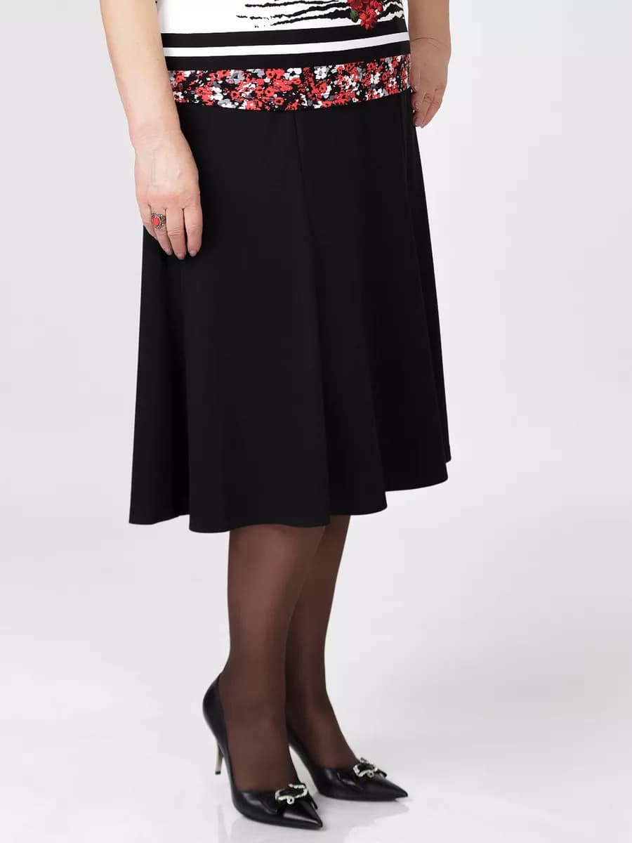 Юбка годе трикотажная миди на резинке больших размеров