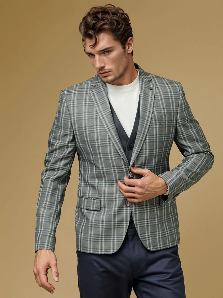 Пиджак мужской под джинсы повседневный жакет классический 50