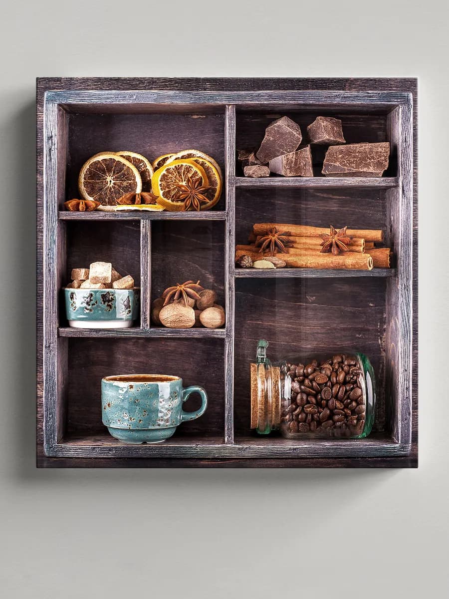 Картина на стекле "Кухонная полка" 30х30 см