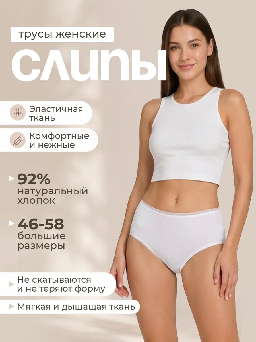 Трусы хлопковые слипы больших размеров